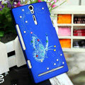 Bling Butterfly Crystals Cases Hard Covers for Sony Ericsson LT26i Xperia S - Blue