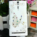 Bling Butterfly Crystals Cases Hard Covers for Sony Ericsson LT26i Xperia S - White