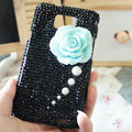 Bling Flower Crystal Cases Pearls Covers for Samsung i9100 i9108 i9188 Galasy S2 SII - Black