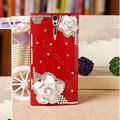 Bling Flower Crystals Cases Hard Covers for Sony Ericsson LT26i Xperia S - Red