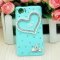 Bling Heart Crystal Cases Diamond Hard Covers for OPPO Finder X907 - Blue