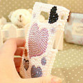 Bling Hearts Crystal Cases Pearls Covers for Samsung i9100 i9108 i9188 Galasy S2 SII - White