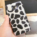 Bling Leopard Crystal Cases Pearls Covers for Samsung i9100 i9108 i9188 Galasy S2 SII - Black