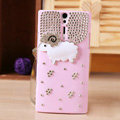 Bling Little lamb Crystals Cases Diamond Covers for Sony Ericsson LT26i Xperia S - Pink