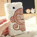 Bling Monkey Crystal Cases Pearls Covers for Samsung i9100 i9108 i9188 Galasy S2 SII - Brown