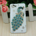 Bling Peacock Crystal Cases Diamond Hard Covers for OPPO Finder X907 - Blue