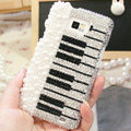 Bling Piano Crystal Cases Pearls Covers for Samsung i9100 i9108 i9188 Galasy S2 SII - Black