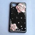 Bling Pink Flowers Crystal Cases Diamond Covers for OPPO Finder X907 - Black