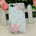 Bling Pink Flowers Crystal Cases Diamond Covers for OPPO Finder X907 - White