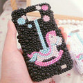Bling Trojan Crystal Cases Pearls Covers for Samsung i9100 i9108 i9188 Galasy S2 SII - Black