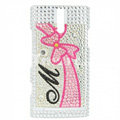 Bling Bowknot Rhinestone Crystal Cases Covers for Sony Ericsson LT26i Xperia S - Pink