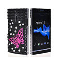 Bling Butterfly Rhinestone Crystal Cases Covers for Sony Ericsson LT26i Xperia S - Black