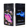 Bling Butterfly Rhinestone Crystal Cases Covers for Sony Ericsson LT26i Xperia S - Pink