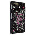 Bling Butterfly Rhinestone Crystal Cases Covers for Sony Ericsson ST27i Xperia Go - Black
