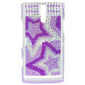 Bling Five-pointed star Rhinestone Crystal Cases Covers for Sony Ericsson LT26i Xperia S - Purple