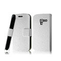 IMAK Slim leather Cases Luxury Holster Covers for Samsung i8160 Galaxy Ace 2 - White