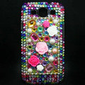 3D Flower Bling Crystal Cover Diamond Rhinestone Cases For Samsung Galaxy S III 3 i9300 I9308 - Green