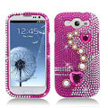 3D Heart Bling Crystal Cover Rhinestone Diamond Cases For Samsung Galaxy S III 3 i9300 I9308 - Rose