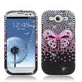 Bow Bling Crystal Cover Rhinestone Diamond Cases For Samsung Galaxy S III 3 i9300 I9308 - Black