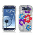 Flower Bling Crystal Cover Rhinestone Diamond Cases For Samsung Galaxy S III 3 i9300 I9308 - White