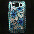 Flower Bling Crystal Covers Rhinestone Diamond Cases For Samsung Galaxy S III 3 i9300 I9308 - Blue