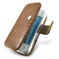 IMAK Side Flip Crocodile leather Cases Luxury Holster Covers for Nokia N97 mini - Brown