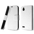 IMAK Slim leather Cases Luxury Holster Covers for HTC T328W Desire V - White