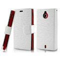 IMAK Slim leather Cases Luxury Holster Covers for Sony Ericsson MT27i Xperia sola - White