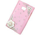 Flower Bling Crystal Cover Diamond Cases for LG Optimus L3 E400 - Pink