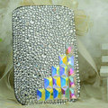 Luxury Bling Holster Covers diamond Crystal leather Cases for iPhone 5 - White