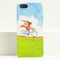 Ultrathin Matte Cases Bicycle girl Hard Back Covers for iPhone 5 - Green