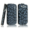 IMAK Leopard leather Cases Luxury Holster Covers for Samsung Galaxy SIII S3 I9300 I9308 I939 I535 - Blue