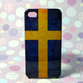 Retro The Kingdom of Sweden flag Hard Back Cases Covers for iPhone 4G/4GS - Blue