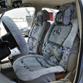 Bow Universal Auto Car Front Rear Seat Cover Cushion Set Plush 8pcs - Grey