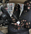 Bow Lace Universal Auto Car Seat Cover Set Short velvet 19pcs - Black