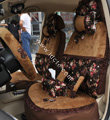Bow Lace Universal Auto Car Seat Cover Set Short velvet 19pcs - Coffee