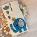 Bling Elephant Crystal Cases Pearls Covers for Sony Ericsson LT26i Xperia S - White