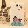 Bling Whale Crystal Cases Pearls Covers for Samsung Galaxy Note i9220 N7000 i717 - White