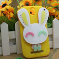 Cute Rabbit Silicone Cases Skin Covers for HTC T528t One ST - Yellow