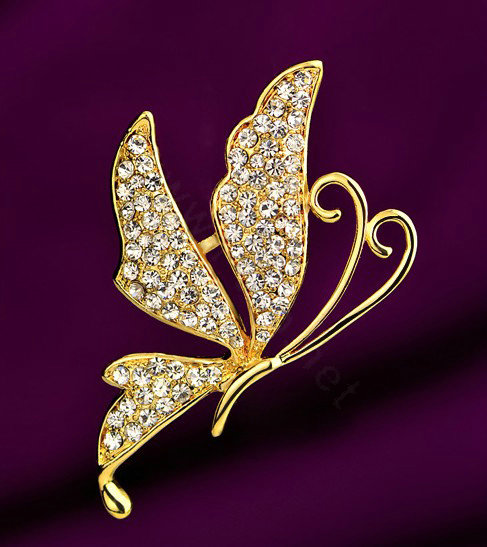 Bling 3D Butterfly Alloy Crystal Rhinestone DIY Phone Case Cover Deco Kit - Gold