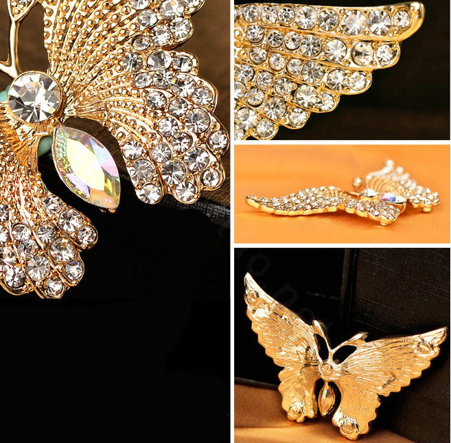 Bling 3D Butterfly Alloy Crystal Rhinestone DIY Phone Cover Case Deco Kit - Gold