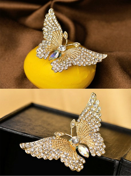 Bling 3D Butterfly Alloy Crystal Rhinestone DIY Phone Cover Case Deco Kit - Gold
