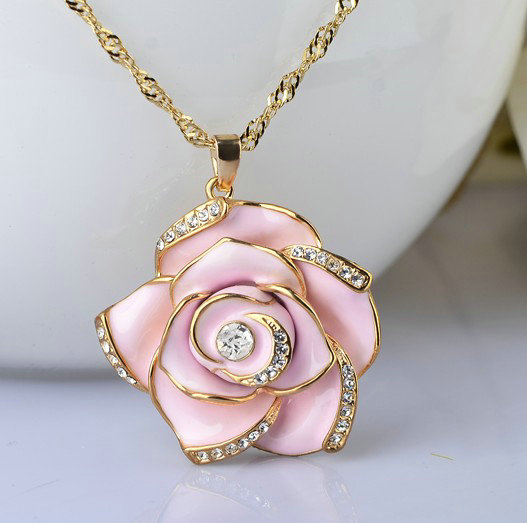 Bling 3D Camellia Flower Alloy Rhinestone Crystal DIY Phone Cover Case Deco Kit - Pink