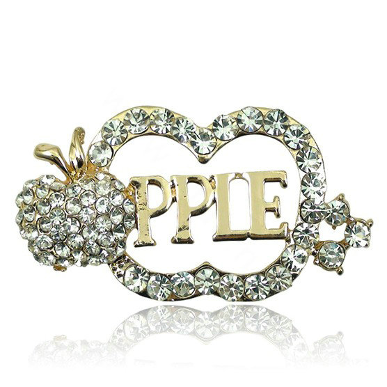 Bling Apple Alloy Rhinestone Crystal DIY Phone Case Cover Deco Kit 45*25mm - Gold