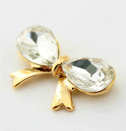 Bling Bowknot Alloy Crystal Rhinestone DIY Phone Case Cover Deco Den Kit - Gold