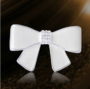 Bling Bowknot Alloy Crystal Rhinestone DIY Phone Case Cover Deco Kit - White EB004