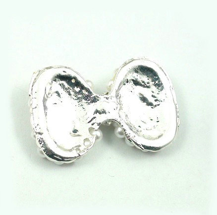 Bling Bowknot Alloy Pearl Crystal DIY Phone Cover Case Deco Kit 30*19mm - White