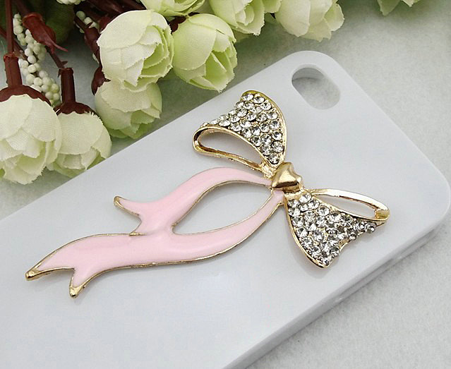 Bling Bowknot Alloy Rhinestone Crystal DIY Phone Case Cover Deco Den Kit - Pink