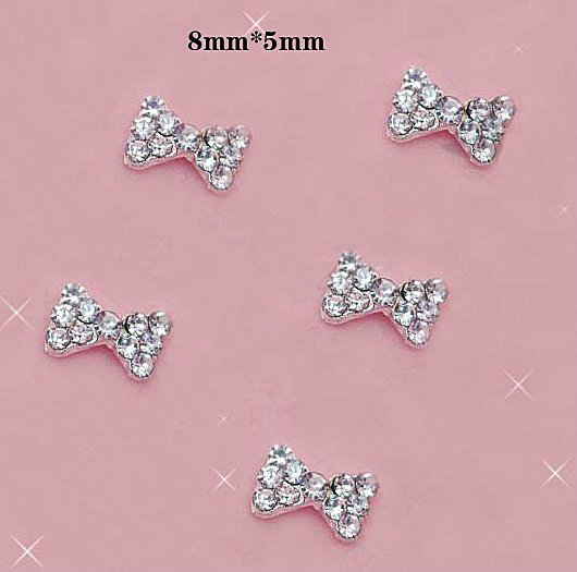 Bling Bowknot Alloy Rhinestone Crystal DIY Phone Cover Case Deco Kit - White HX03
