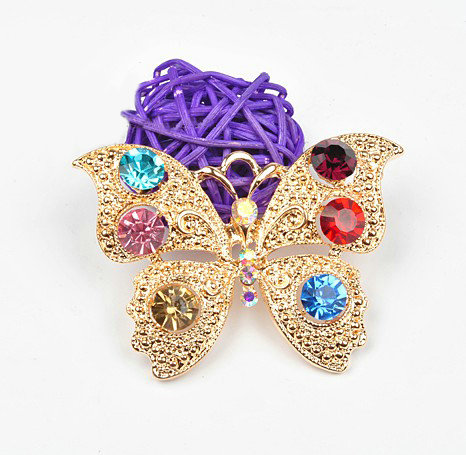 Bling Butterfly Alloy Crystal Rhinestone DIY Phone Case Cover Deco Den Kit - Gold